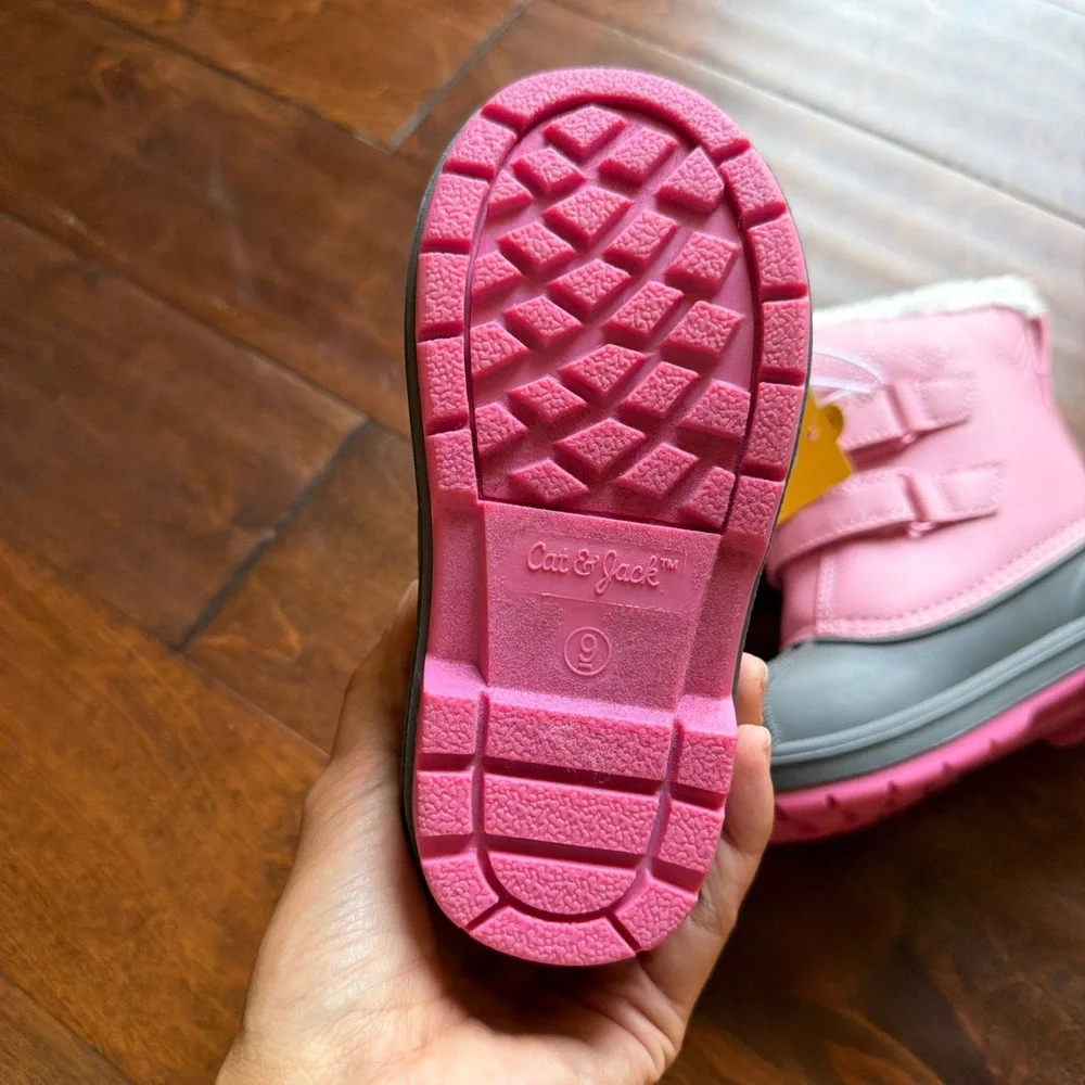 Cat & Jack Denver Pink Waterproof Snow Boots Faux Fur Trim Toddler Size 9 NEW